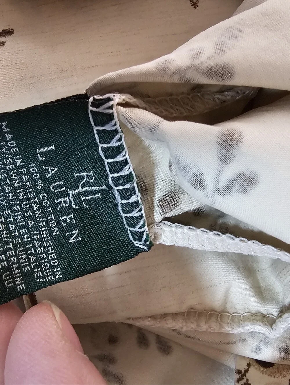 Ralph Lauren Plage D’or Floral Standard Pillowcase 100% Cotton Beige Brown 19x30